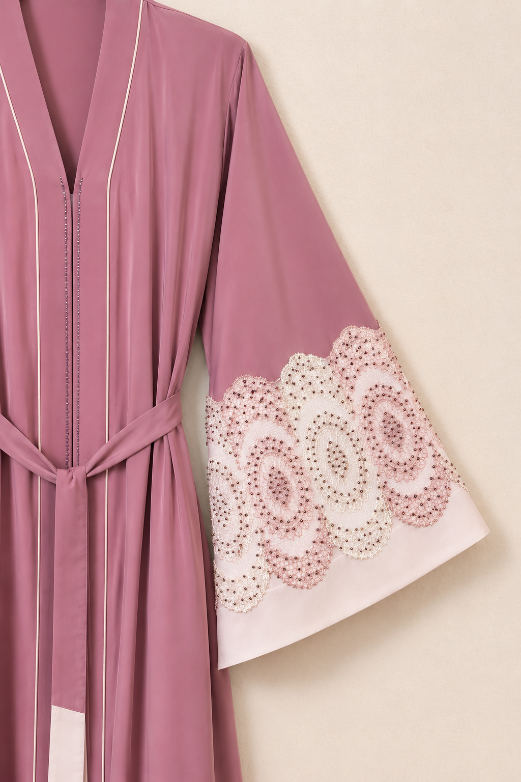 Rose Petal Ivory Lace Abaya Set
