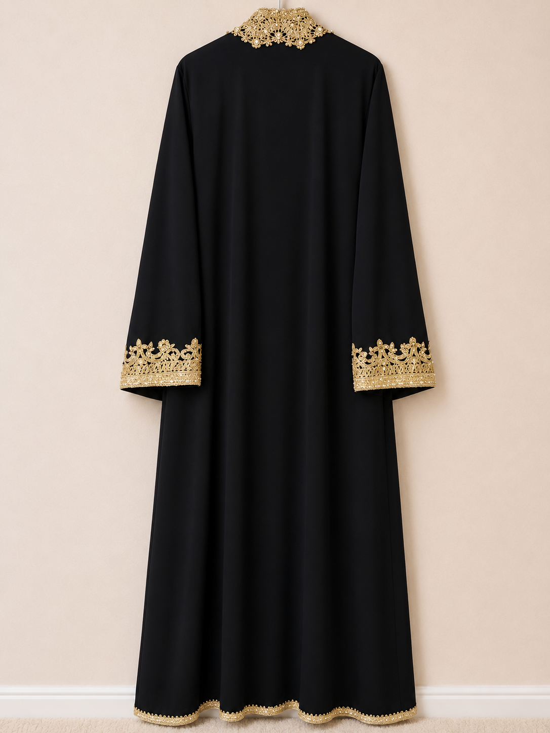 Midnight Majesty Embroidered Open Abaya