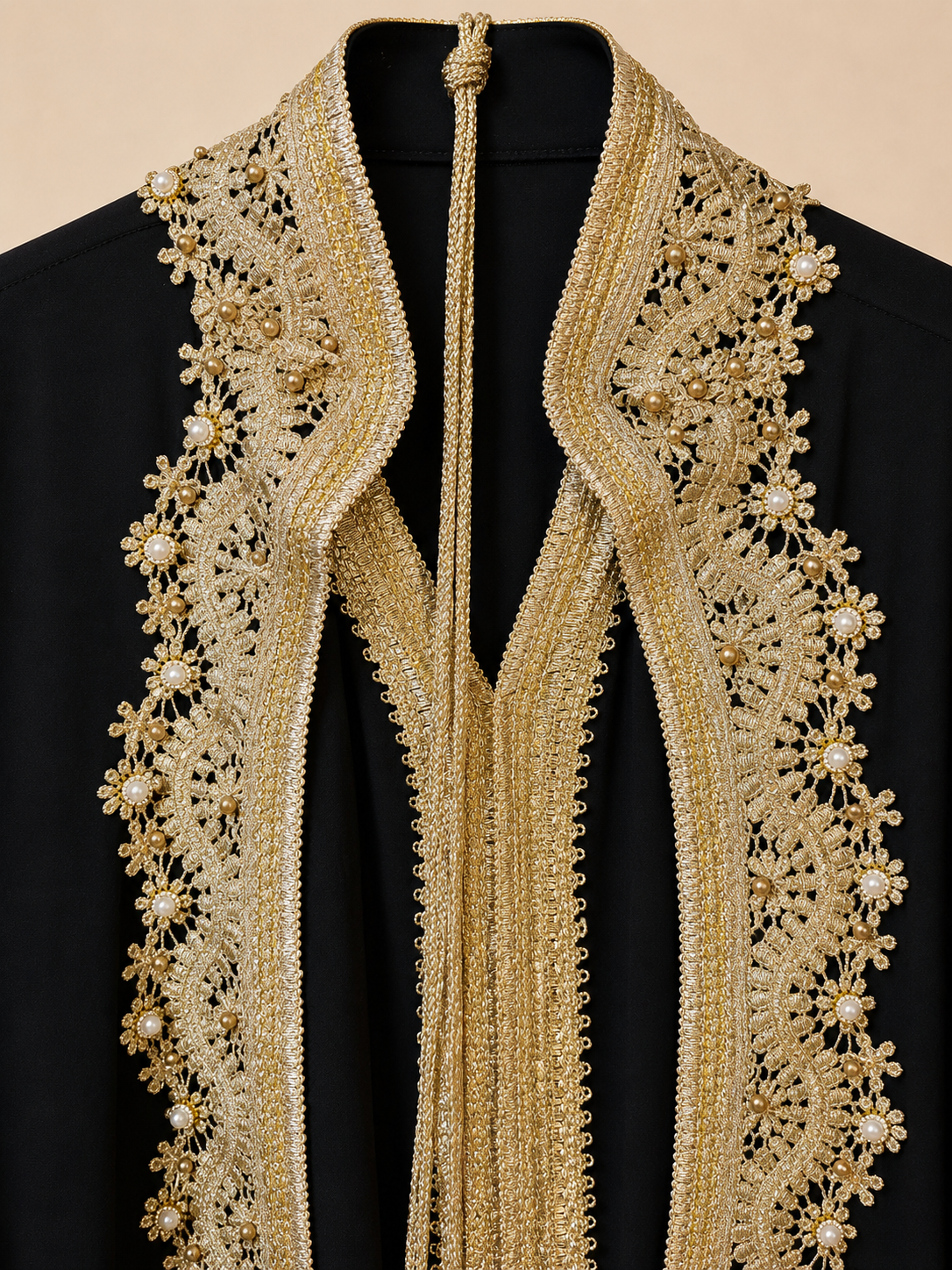 Midnight Majesty Embroidered Open Abaya