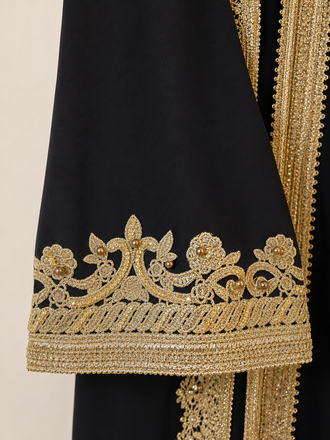 Midnight Majesty Embroidered Open Abaya