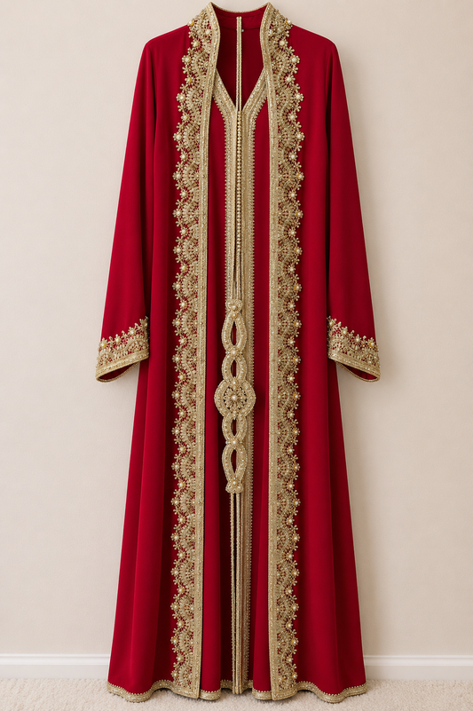 Ruby Royale Embellished Open Abaya