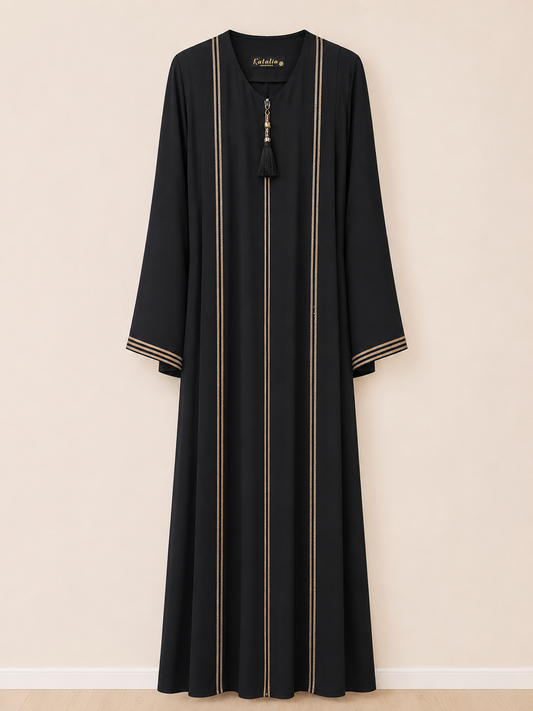Onyx Gold Tassel Abaya
