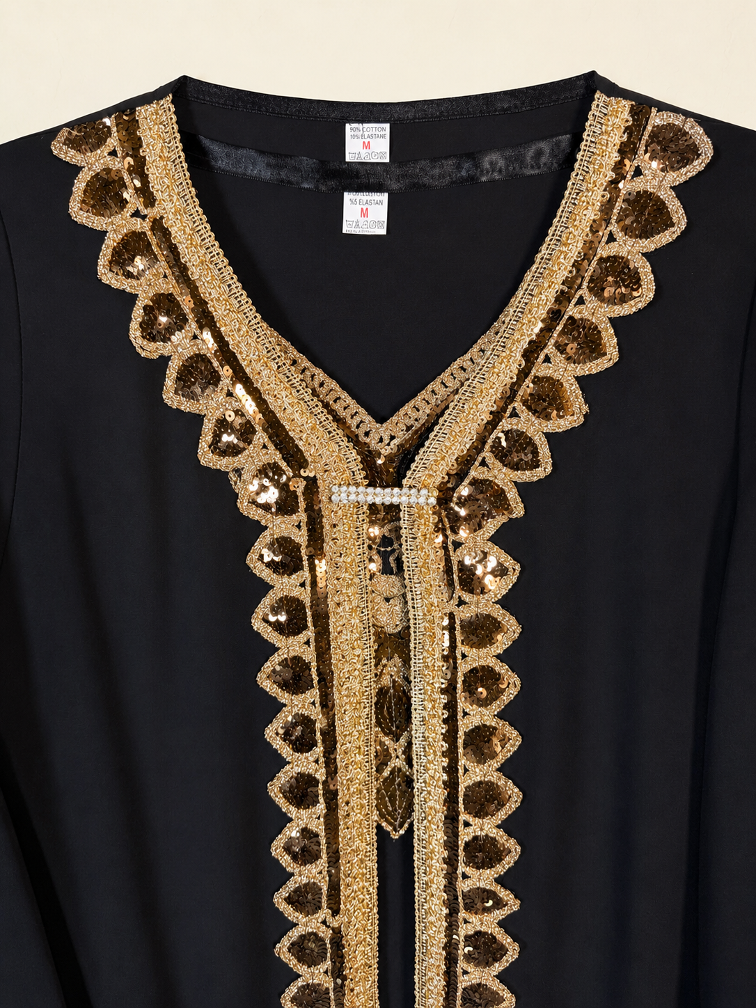 Golden Noir Embellished Kaftan Abaya