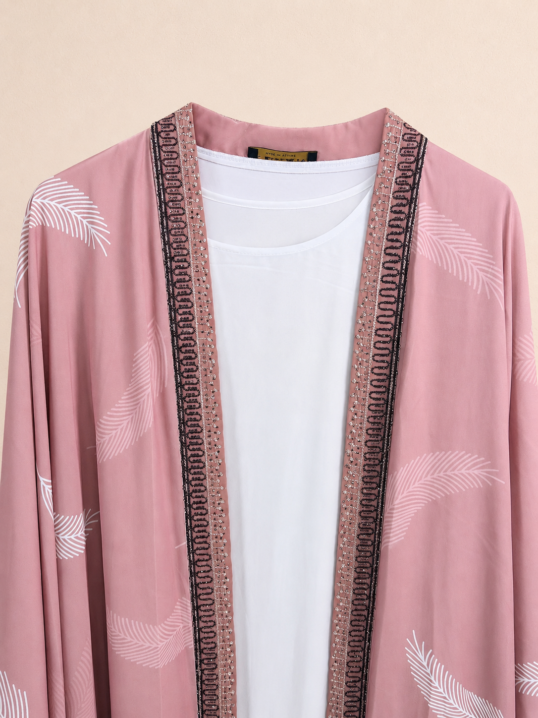 Blush Petal Printed Open Abaya Set