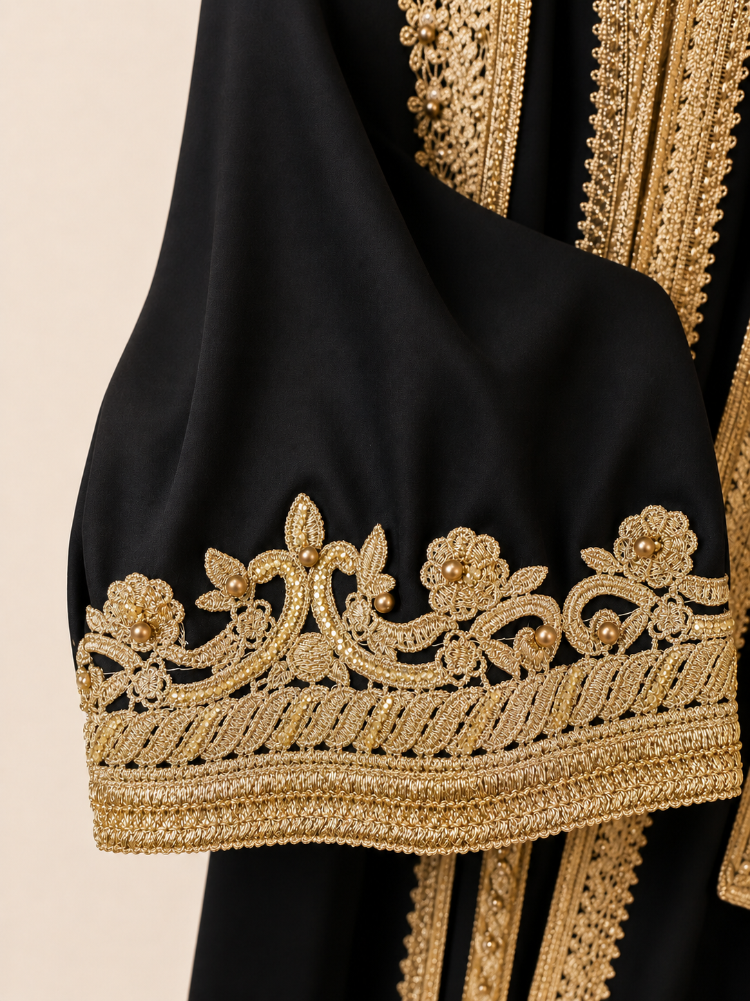 Golden Noir Embellished Kaftan Abaya