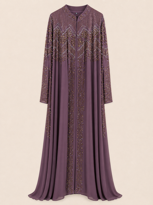 Amethyst Rose Embellished Luxury Abaya