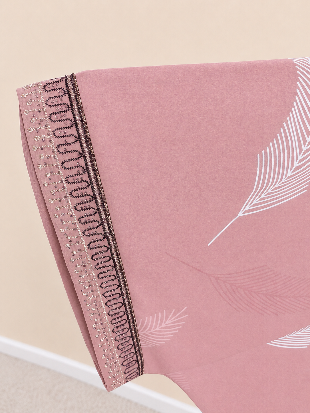 Blush Petal Printed Open Abaya Set