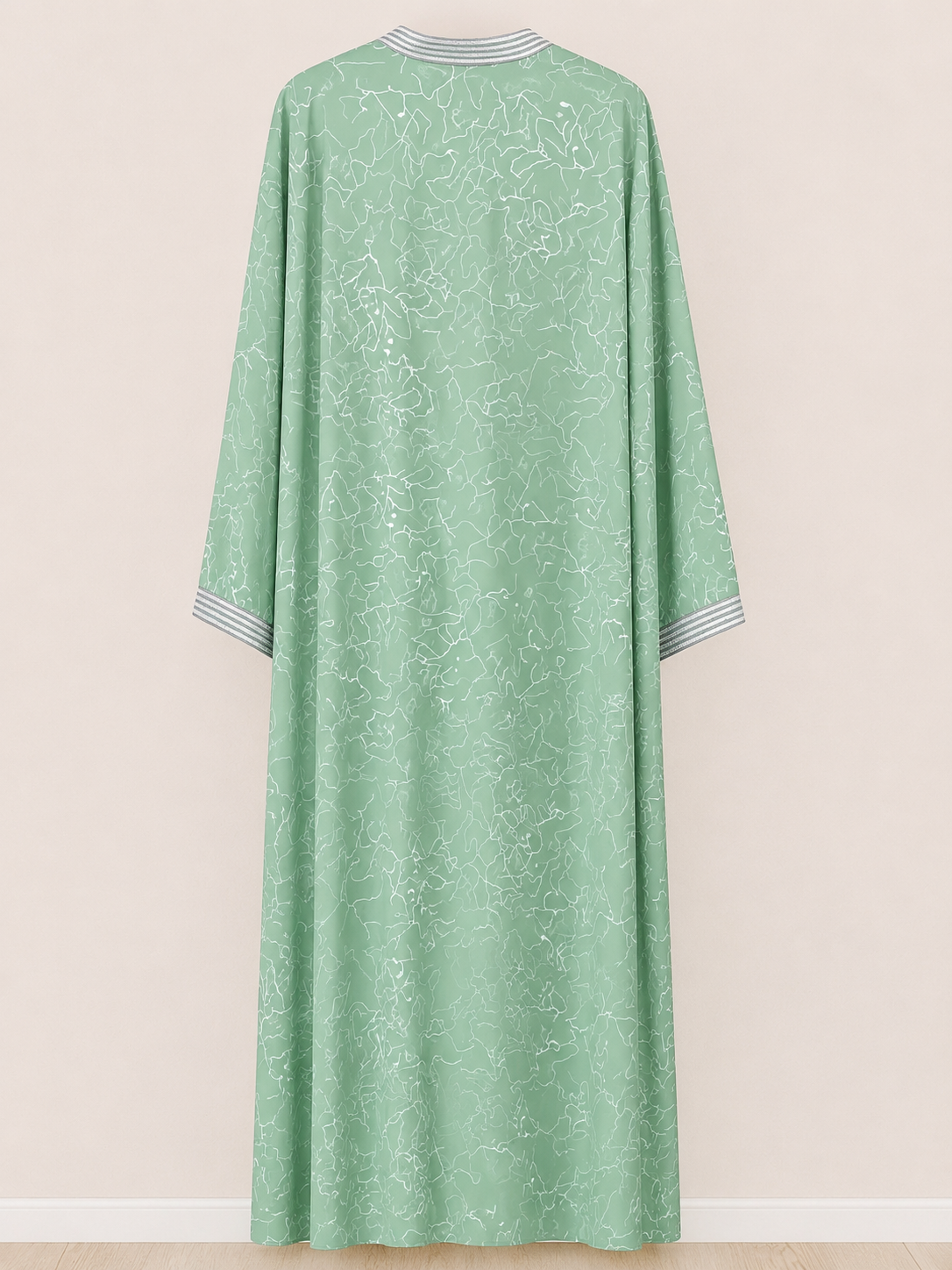 Sage Mist Printed Open Abaya Set