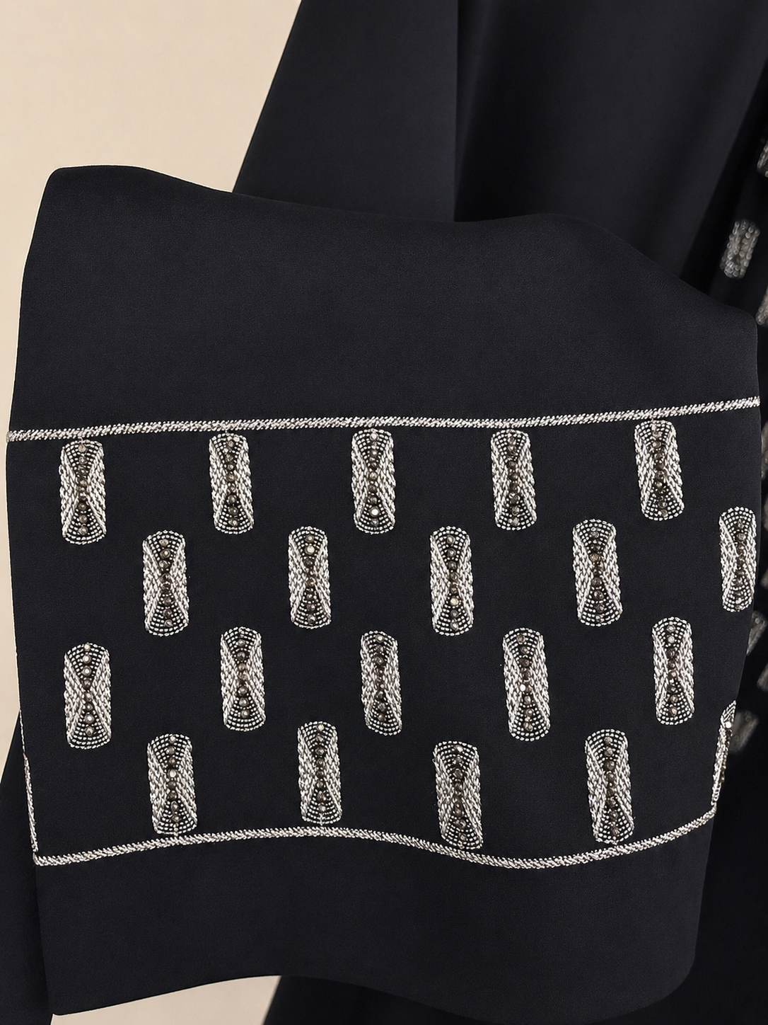 Silver Noir Embellished Abaya