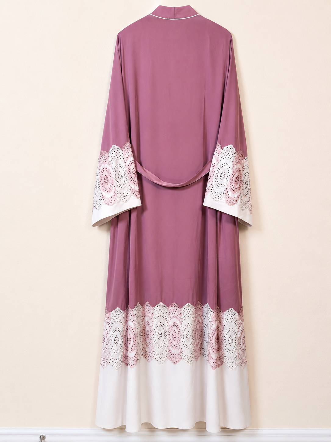 Rose Petal Ivory Lace Abaya Set