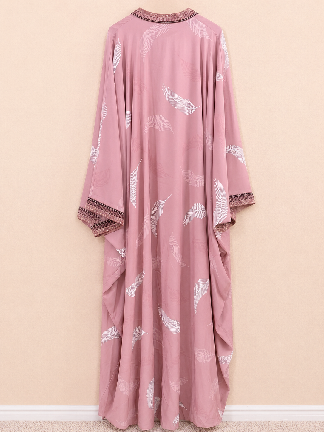 Blush Petal Printed Open Abaya Set