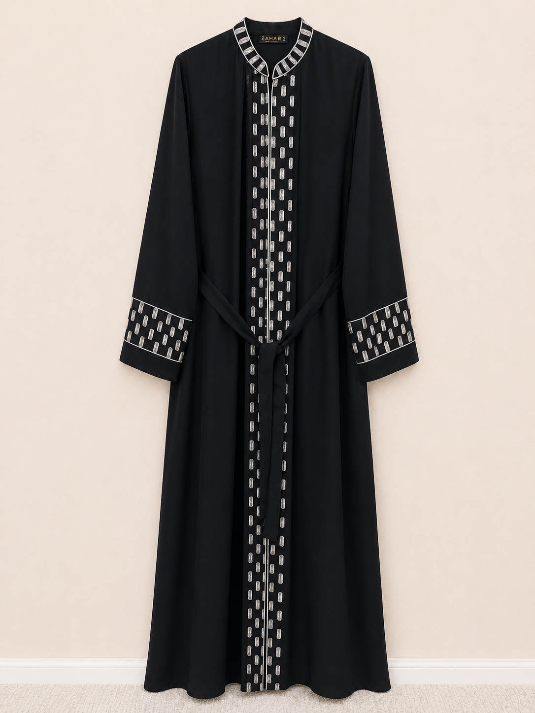 Silver Noir Embellished Abaya